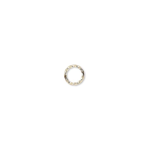 Jump ring, gold-plated brass, 6mm twisted round, 4.4mm inside diameter, 20 gauge. Sold per pkg of 100. image number 0