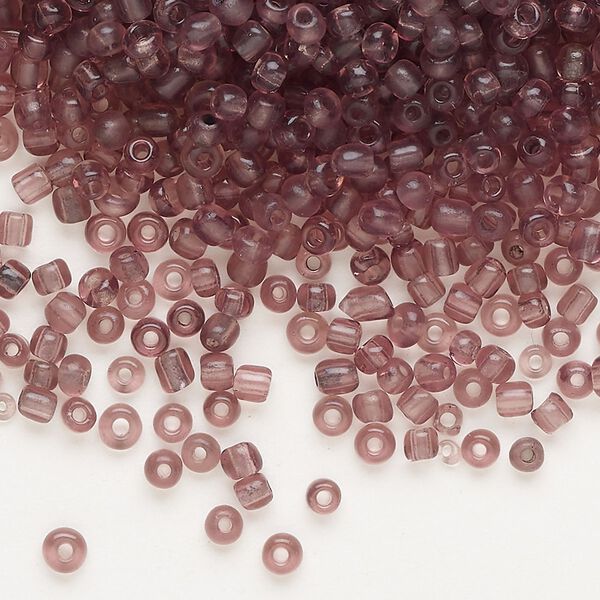 Seed bead, glass, pkg/50g, #8 round, translucent amethyst. image number 0