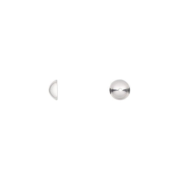 Bead cap, sterling silver, 5x2mm round, fits 6-8mm bead. Sold per pkg of 10. image number 0