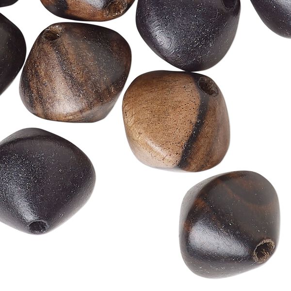 Bead mix, wood (waxed), light to dark, 18mm bicone. Sold per pkg of 25. image number 0