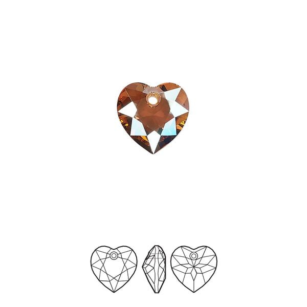 Drop 2pk light Colorado topaz shimmer, Crystal Passions® 10.5mm pendant heart cut 6432 image number 0