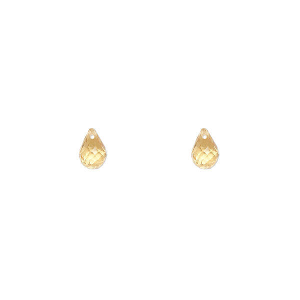 Citrine 1pkg2, hand-cut top-drilled faceted briolette bead 6x4mm image number 0