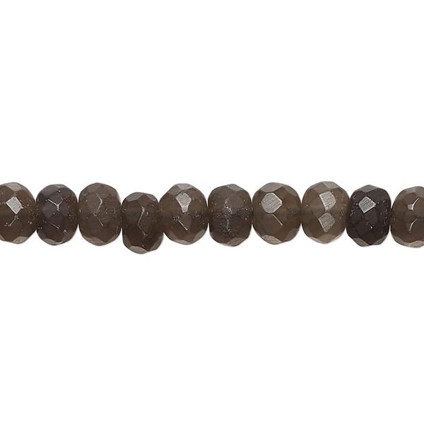 Smoky quartz 1pkg1, hand-cut faceted rondelle bead 14 inch 5x3mm-7x6mm image number 0