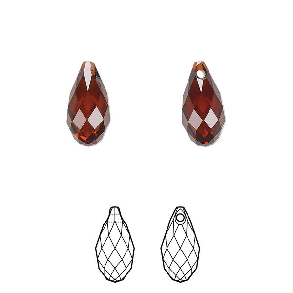 Briolette 2pk smoked amber, Crystal Passions® 13x6.5mm pendant drop 6010 image number 0
