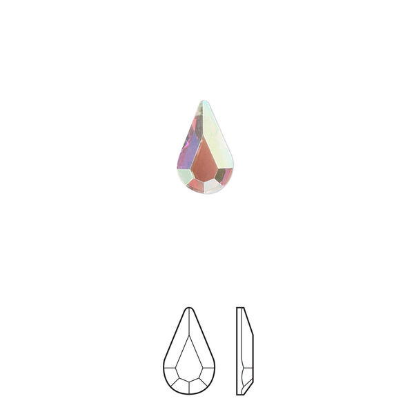 Flat back 6pk crystal AB foil back, Preciosa MAXIMA Czech crystal rhinestone 10x6mm pear image number 0