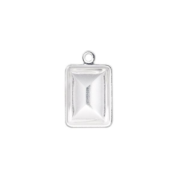 Drop, Almost Instant Jewelry®, silver-plated brass, 16.5x12.5mm rectangle with 14x10mm rectangle setting. Sold per pkg of 4. image number 0