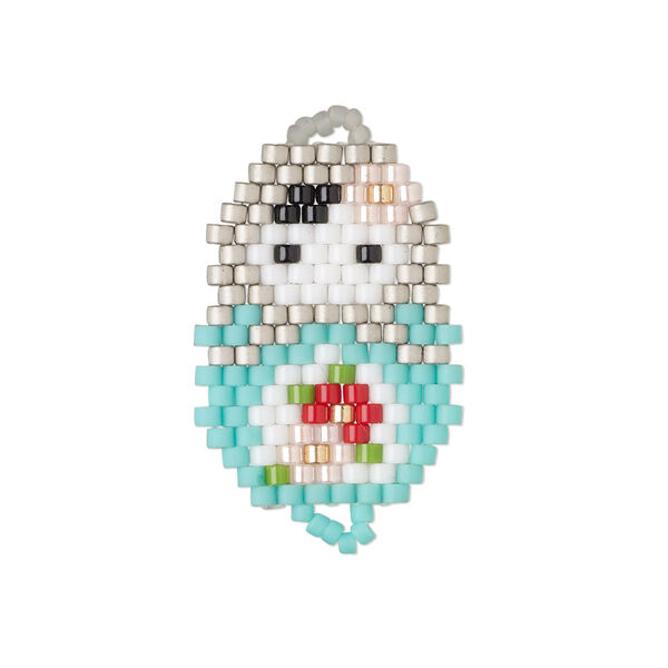Link, Creative Touch, glass, turquoise blue / white / grey, 24x18mm double-sided doll. Sold individually. image number 0