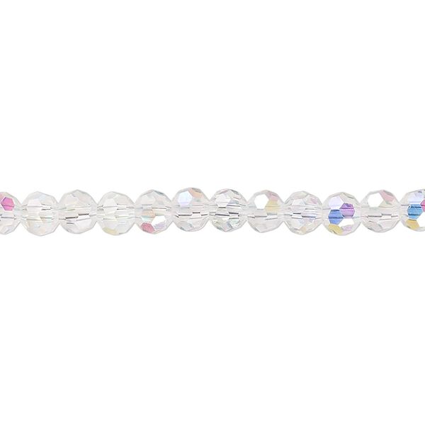 Bead 1pk 32 facets transparent clear AB, Celestial Crystal® 4mm round 15.5-16 inch image number 0