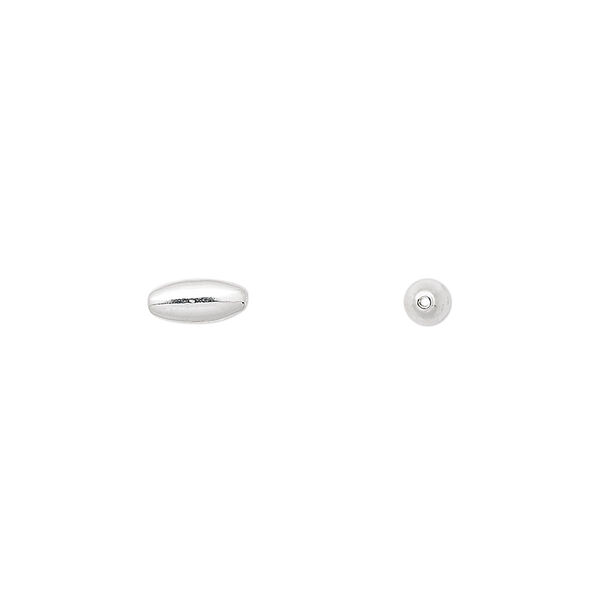 Bead, silver-plated brass, 8x3mm oval. Sold per pkg of 100. image number 0