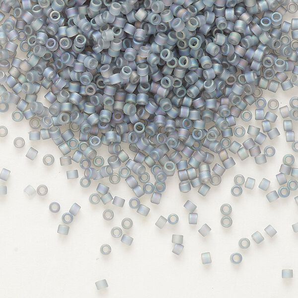 Seed bead, Delica®, glass, pkg/7.5g, #11 round, translucent matte rainbow grey (DB-0863). image number 0