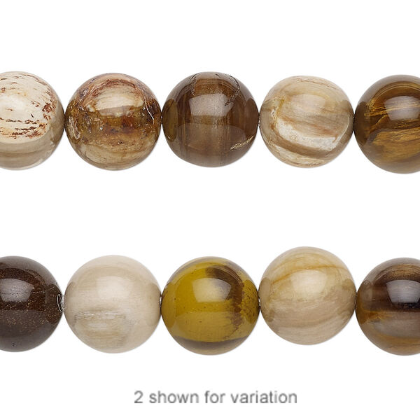 Petrified wood 1pkg1, round bead natural 8 inch 10mm image number 0