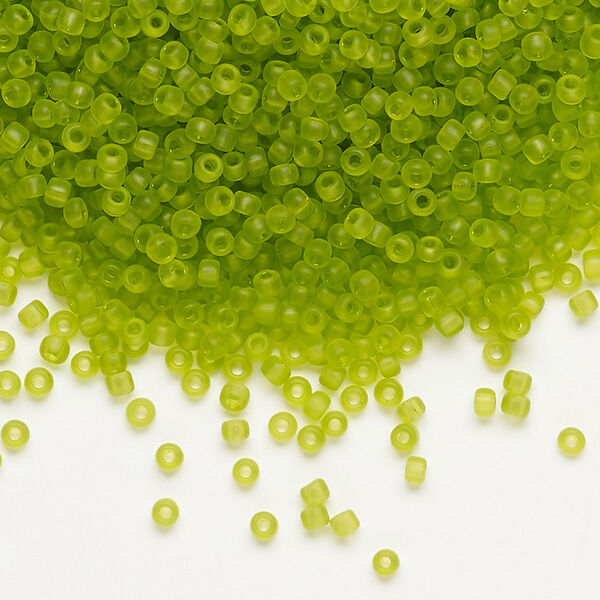 Seed bead, Dyna-Mites™, glass, pkg/1/2kg, #11 round, translucent matte light green, (18MA 11/0 RR). image number 0