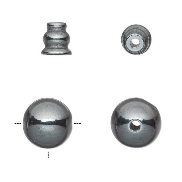 Hemalyke™ 1pkg2, T-drilled round / cone bead 12mm / 8x7.5mm image number 0