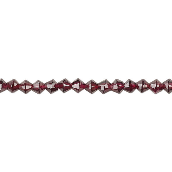 Bead, garnet (natural), 4mm faceted bicone, B grade, Mohs hardness 7 to 7-1/2. Sold per 16-inch strand. image number 0