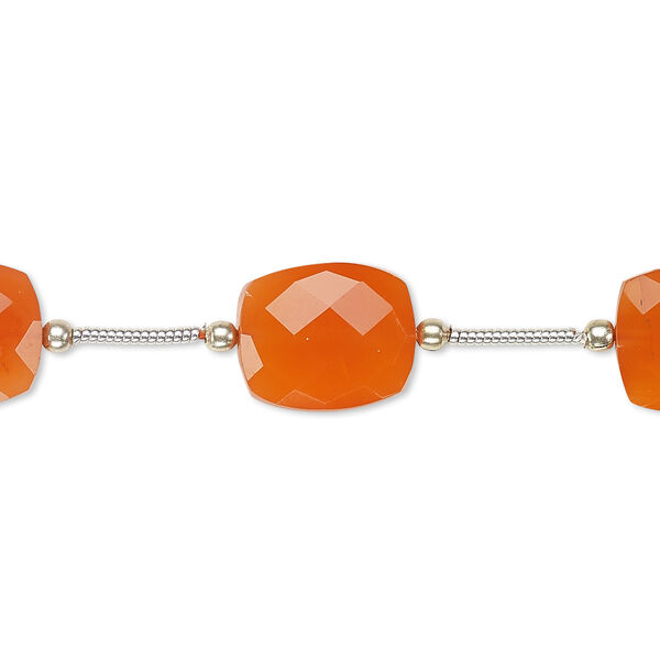 Carnelian 1pkg5, hand-cut faceted rectangle bead 12x10mm-14x10mm image number 0