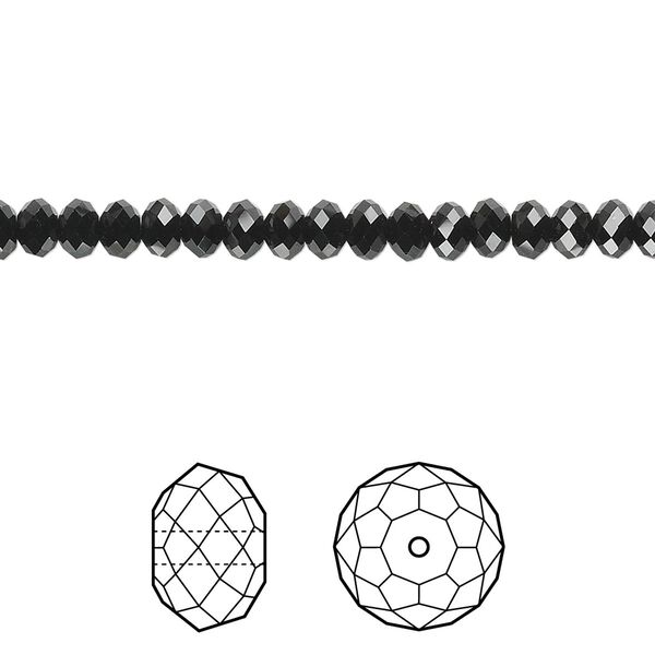 Bead 720pk jet, Swarovski® 4x3mm rondelle 5040 image number 0