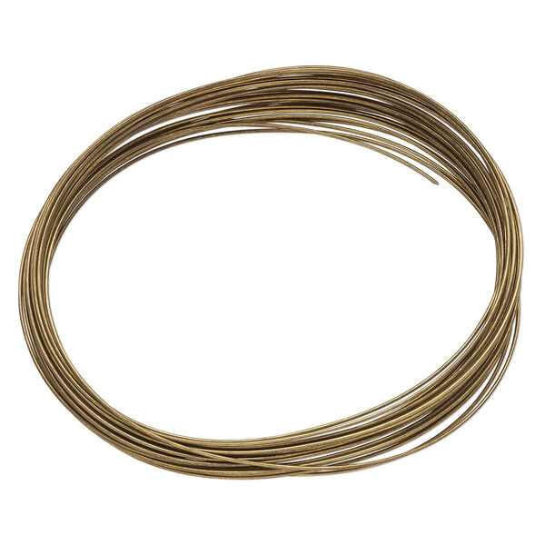 Memory wire, Beadalon®, antique brass finished carbon steel, 2-1/2 x 1-3/4 inch oval bracelet, 0.6-0.75mm thick. Sold per 0.35-ounce pkg, approximately 23 loops. image number 0