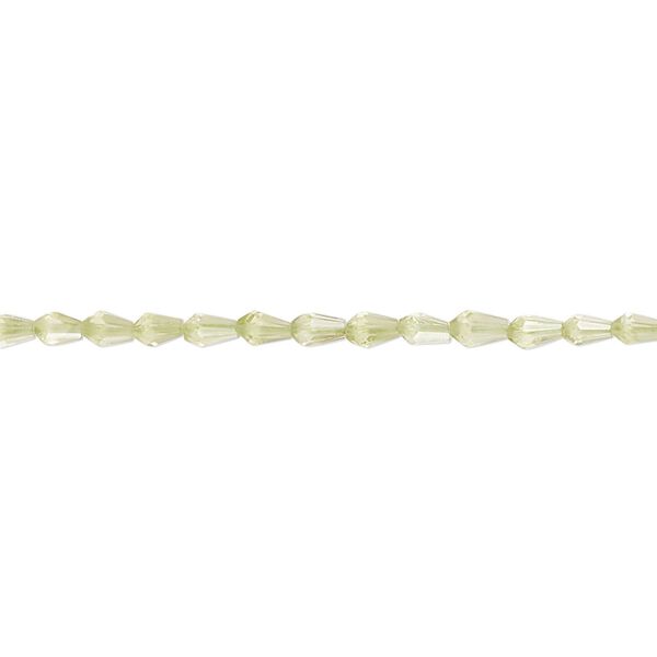 Peridot 1pkg1, hand-cut faceted teardrop bead natural 14 inch 3x2mm-4x3mm image number 0