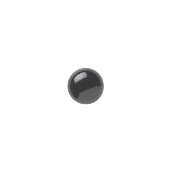 Cabochon, black onyx (dyed), 8mm calibrated round, B grade, Mohs hardness 6-1/2 to 7. Sold per pkg of 10. image number 0