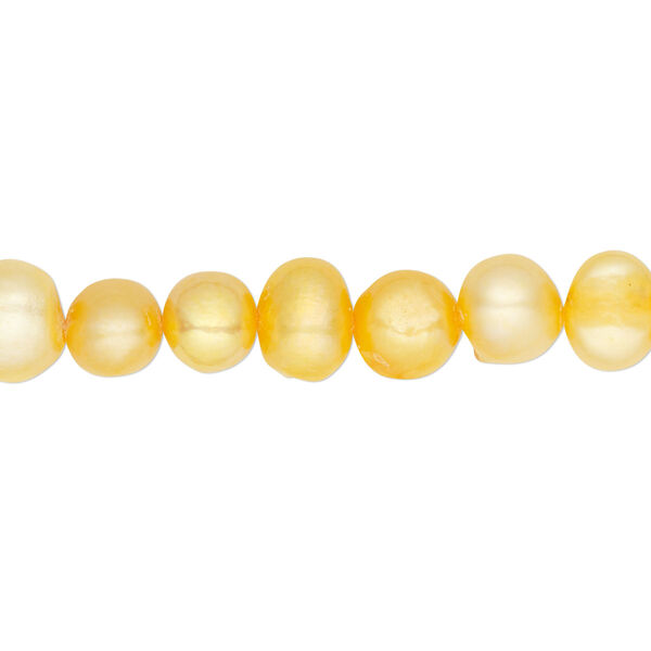 Pearl, cultured freshwater (dyed), carrot, 6-7mm flat-sided potato, D+ grade, Mohs hardness 2-1/2 to 4. Sold per 15-inch strand. image number 0