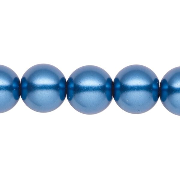 Pearl 1pk metallic blue, Celestial Crystal® 12mm round 15.5-16 inch image number 0