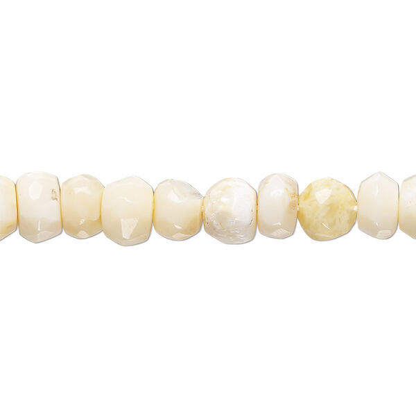 White opal 1pkg1, hand-cut faceted rondelle bead natural 14 inch 6x4mm-8x5mm image number 0