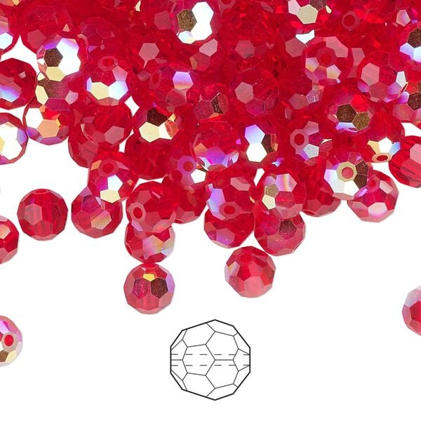 Bead 576pk light Siam AB, Preciosa Czech crystal 5mm round image number 0