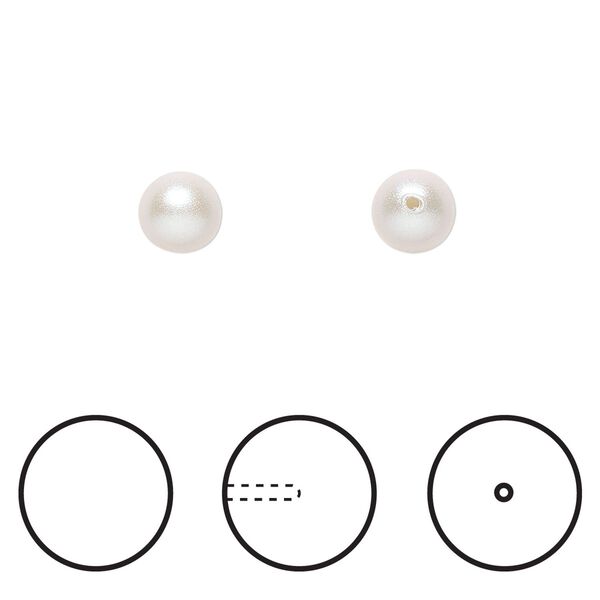 Pearl 500pk iridescent dove grey, Swarovski® 6mm half-drilled round 5818 image number 0