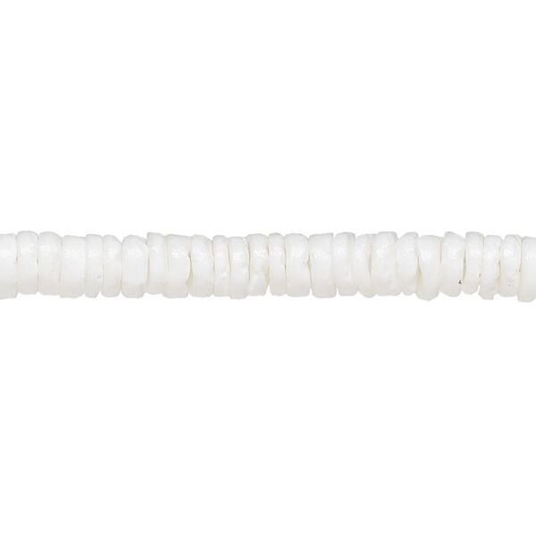 Bead, white litub shell (natural), 4-5mm hand-cut heishi, Mohs hardness 3-1/2. Sold per 24-inch strand. image number 0