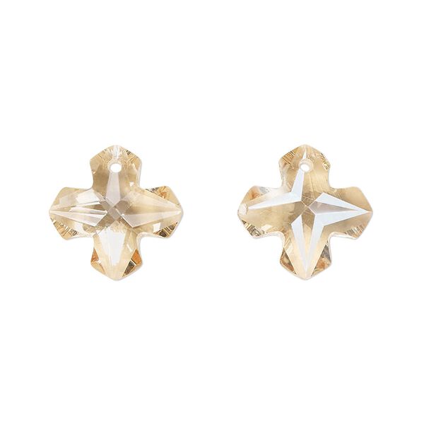 Drop 2pk transparent crystal golden shadow, Celestial Crystal® 14mm Greek cross image number 0