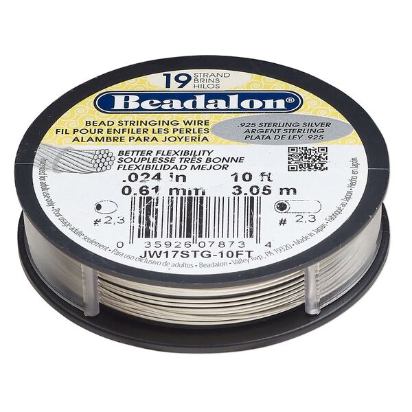 Wire, Beadalon®, sterling silver and nylon, pkg/10-foot spool, 0.024-inch, 19-strand. image number 0
