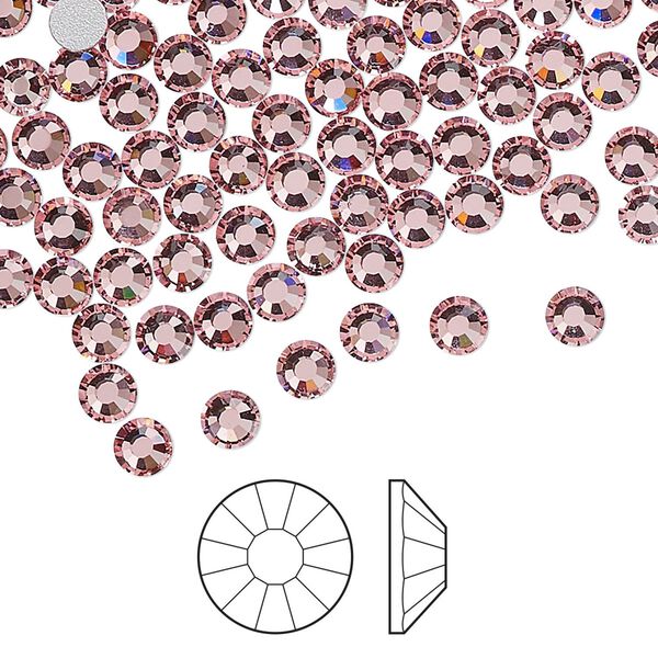 Flat back 144pk light rose foil back, Preciosa Viva 12® Czech crystal rhinestone 3.8-4mm chaton rose round SS16 image number 0