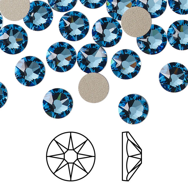 Flat back 12pk cool blue foil back, Crystal Passions® Regenerated 7.07-7.27mm rose round SS34 2088 image number 0