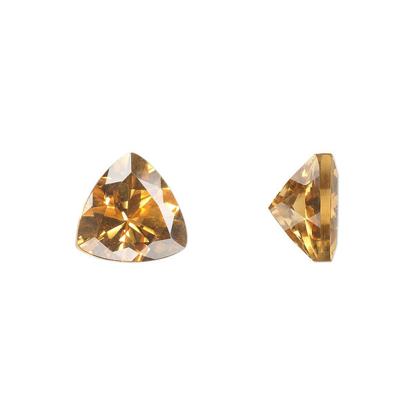 Citrine 1pkg1, hand-cut faceted triangle gem 10mm image number 0