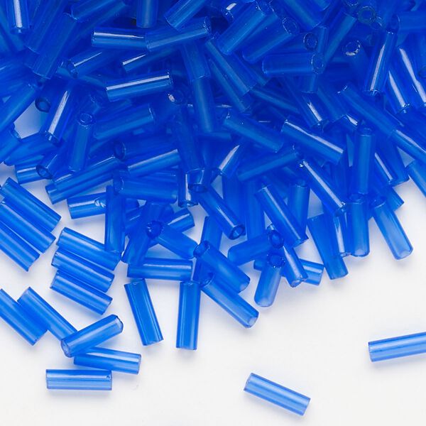 Bead, Preciosa Ornela Czech glass, bugle bead, pkg/50g, 1/4 inch, transparent light blue, (30050). image number 0