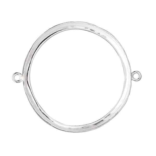 Link, fine silver, 31mm open-back round with 30mm round bezel cup setting. Sold individually. image number 0