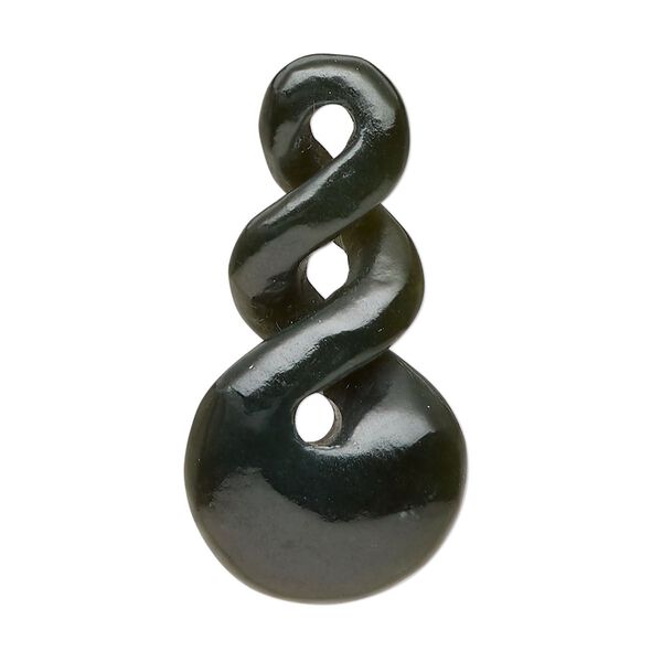 Nephrite jade 1pkg1, hand-cut double-sided infinity focal natural 36.5x19mm image number 0