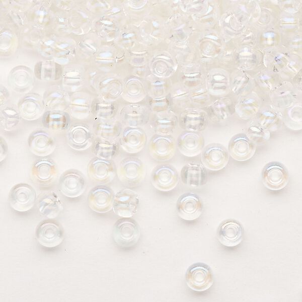 Seed bead, Preciosa Ornela Czech glass, pkg/500g, #6 rocaille, translucent rainbow clear, (58205). image number 0