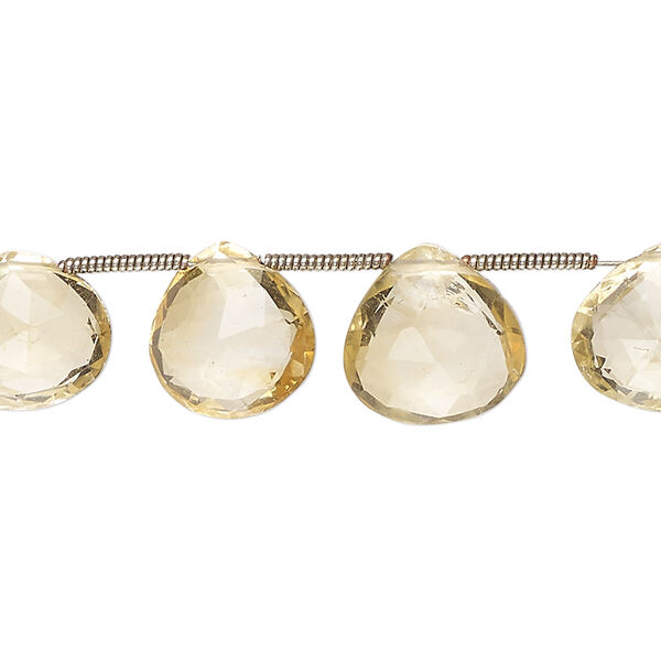 Citrine 1pkg14, hand-cut top-drilled faceted puffed teardrop bead 10x10mm-13x12mm image number 0