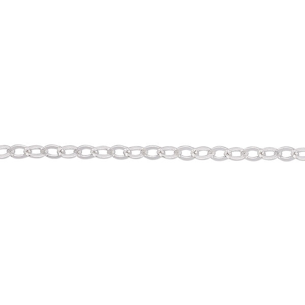 Chain, sterling silver, 2.5mm flat oval cable. Sold per 25-foot spool. image number 0