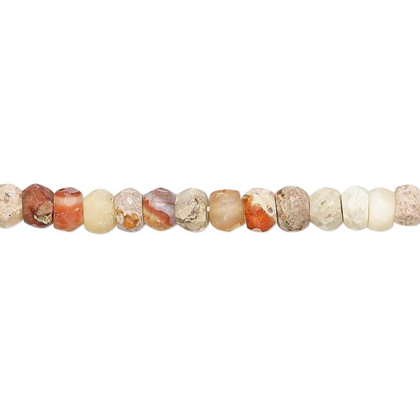 Fire opal 1pkg1, hand-cut faceted rondelle bead natural 10 inch 4x2mm-5x4mm image number 0