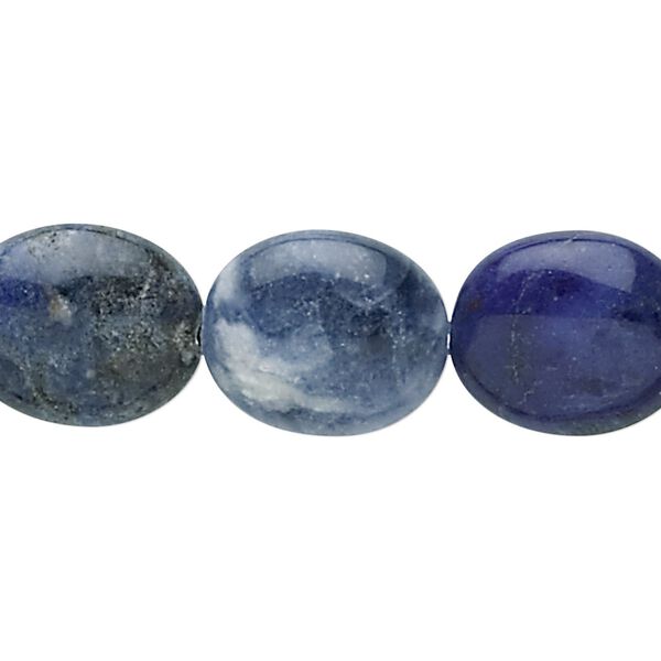 Sodalite 1pkg1, puffed oval bead natural 15.5-16 inch 16x14mm image number 0