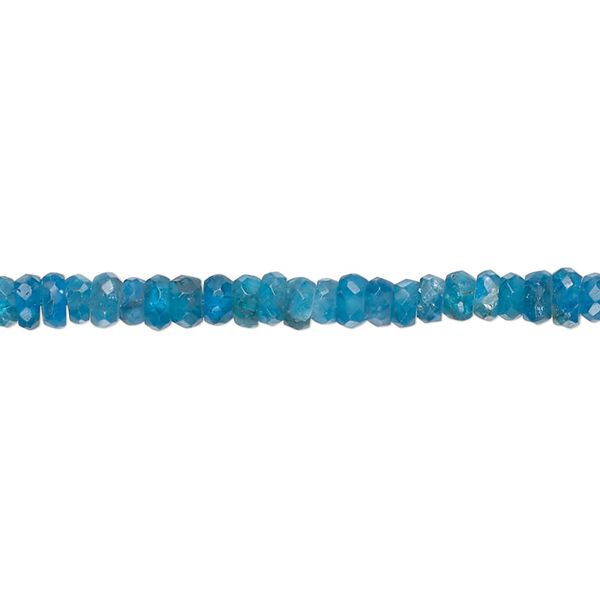 Neon blue apatite 1pkg1, hand-cut faceted rondelle bead natural 13 inch 3x1mm-4x3mm image number 0
