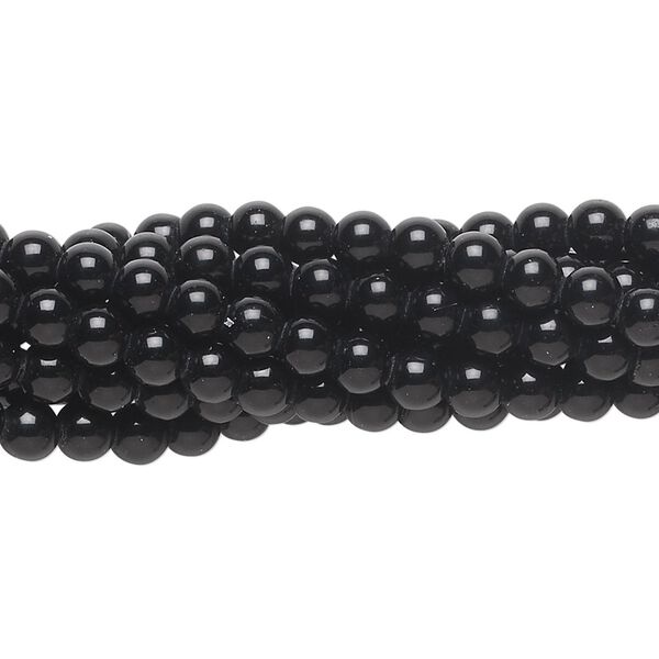Black obsidian 1pkg10, round bead natural 15.5-16 inch 4mm image number 0