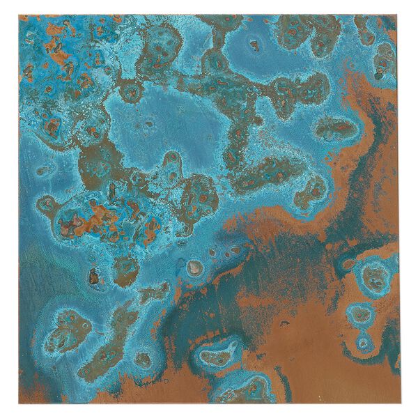 Sheet, Lillypilly, copper, azul patina, 3-inch single-sided square, 24 gauge. Sold individually. image number 0