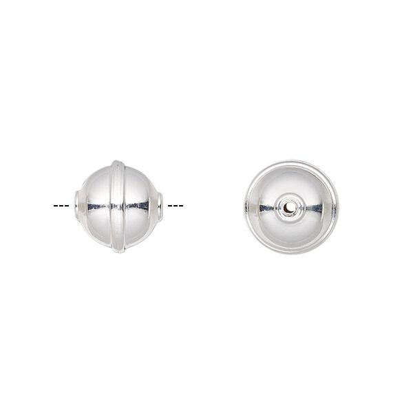 Bead, silver-plated carbon steel, 10mm rimmed round. Sold per pkg of 20. image number 0