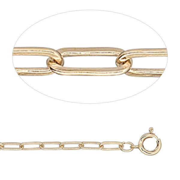 Chain, 12Kt gold-filled, 6x2.5mm elongated flat cable, 36 inches with springring clasp. Sold individually. image number 0