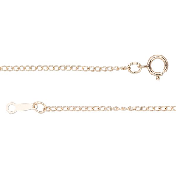 Chain, 14Kt rose gold-filled, 1.5mm curb, 18 inches with springring clasp. Sold individually. image number 0