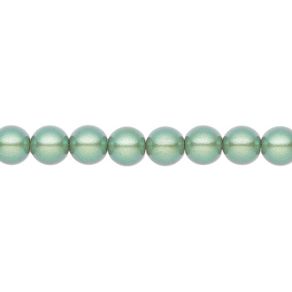 Pearl 200pk pearlescent green, Preciosa Czech crystal 6mm round image number 0