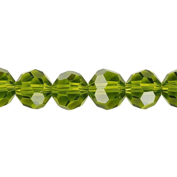 Bead 1pk 32 facets transparent peridot green, Celestial Crystal® 10mm round 15.5-16 inch image number 0